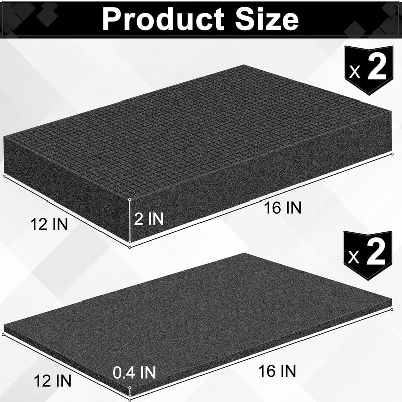 ToLanbbt 4P Pick and Pluck Pre Cubed Foam, 2 Size Customizable Pick Apart Foam Polyurethane Sheets Insert, Pre Cutted Case Foam Pads for Tool Interlock Box Camera Storage (16x12x0.4 in, 16x12x2 in) - Image 2